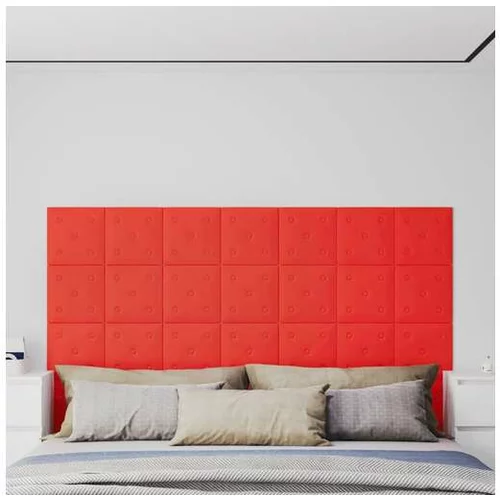  Stenski paneli 12 kosov rdeči 30x30 cm umetno usnje 1,08 m²