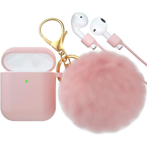 Venisymlis Silikonski etui za slušalke AirPods z obeskom za ključe s krzneno kroglico za AirPods 1/2, (22102271) Cene