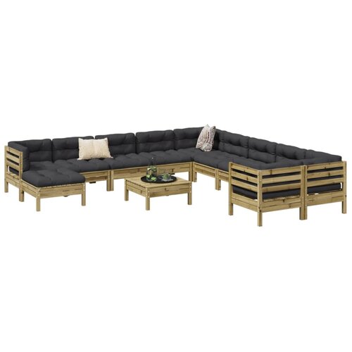 vidaXL 12-dijelni set vrtnih sofa s jastucima od impregnirane borovine Cijene