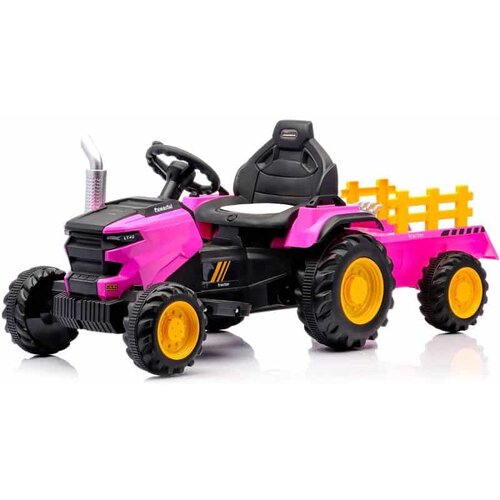 Veliki Traktor na akumulator 12V sa prikolicom i daljinskim upravljačem - Roze (Poklon lopata + grabulje) Cene