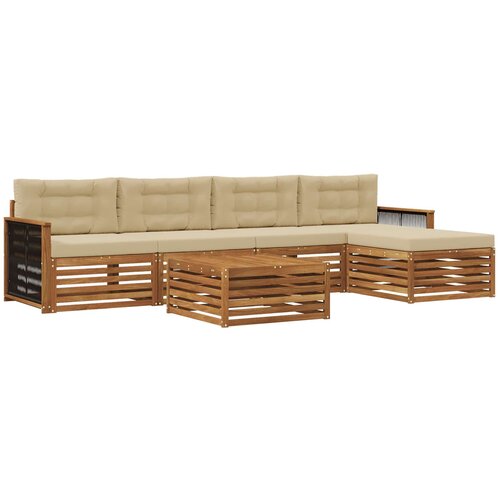 vidaXL Zunanja garnitura za sedenje z blazino 6 pcs Naravna in bež, (5000270636) Cene