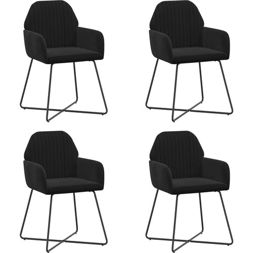 vidaXL Jedilni stoli 4 pcs Žamet Črna 55 x 50 x 84 cm, (5000296627) Cene