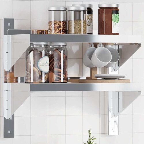  Zidna polica s 2 razine 50x23,5x48 cm srebrna nehrđajući čelik Cene