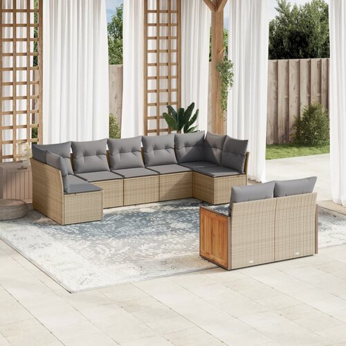 vidaXL 9-dijelni set vrtnih sofa s jastucima bež od poliratana Cijene