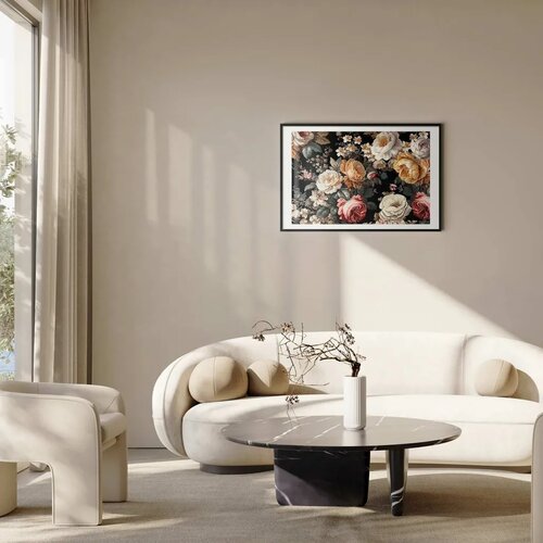  Plakat Colorful Flowers on a Black Background 30x21 Crni okvir s margom Cene