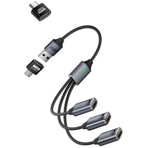 INF USB 3-v-1 razdelilec z USB-A na Type-C adapterjem, aluminij, (5000276938) Cene