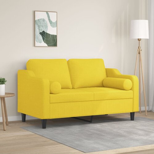 vidaXL Kavč dvosed z blazinami svetlo rumen 120 cm blago Cene
