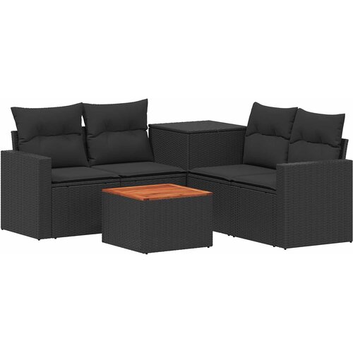  Set sofe 6 kom. Crna Poli Rattan i čelik Slike