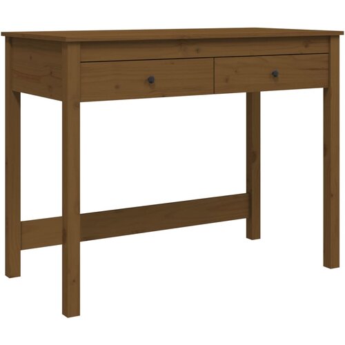 Maison Chic Pisalna miza - pisarni&amp;scaron;ka miza - Računalni&amp;scaron;ka miza s predali medeno rjava 100x50x78 cm trdna borovina, (21785086) Slike