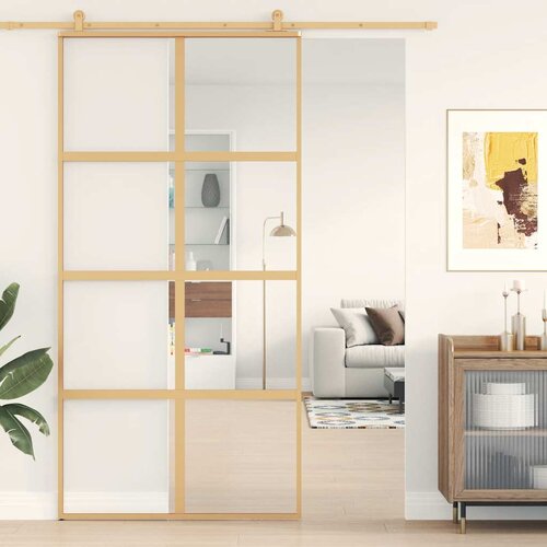  Klizna vrata zlatna 102,5x205 cm prozirno staklo ESG i aluminij Cijene