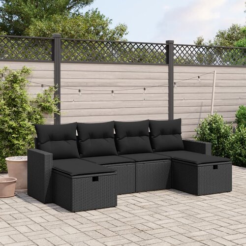 vidaXL 6-dijelni set vrtnih sofa s jastucima crni od poliratana Cijene