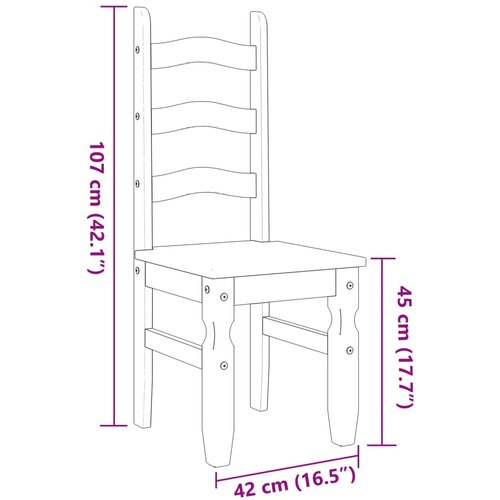  Blagovaonske stolice Corona 2 kom 42x47x107 cm masivna borovina Slike