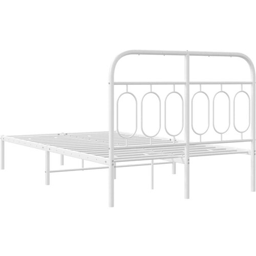 VidaXL Metalni okvir za krevet s uzglavljem bijeli 120x200 cm Slike