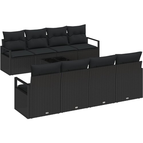 vidaXL set vrtnih sofa s 9 komada s jastucima crna poli rattan, dvostruka vrtna sofa s jastucima crna poli rattan Cijene