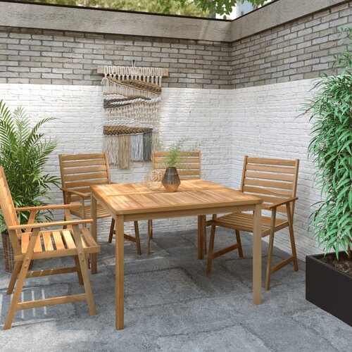 VidaXL Vrtni blagovaonski stol 110 x 110 x 77 cm od masivne tikovine Slike