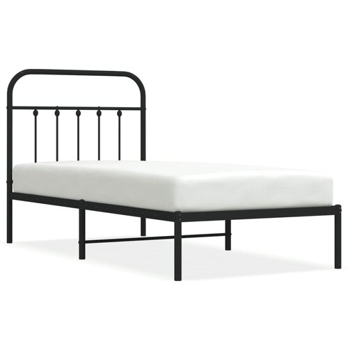 Maison Chic Kovinski Posteljni okvir - Enojna postelja - Postelja za odrasle z vzglavjem črn 90x200 cm, (21693915) Slike