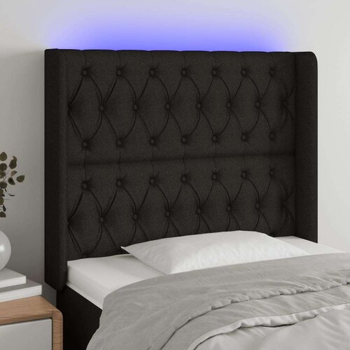  Uzglavlje crno 93 x 16 x 118/128 cm od tkanine Slike