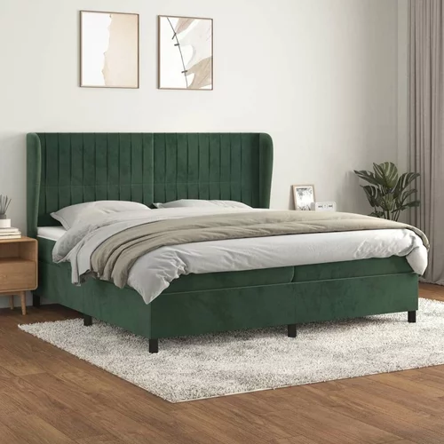  Box spring postelja z vzmetnico temno zelena 200x200 cm žamet, (20900559)