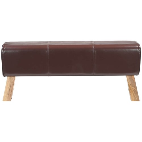  Klupa 110 x 30 x 45 cm Prava koža Tamno smeđa Slike