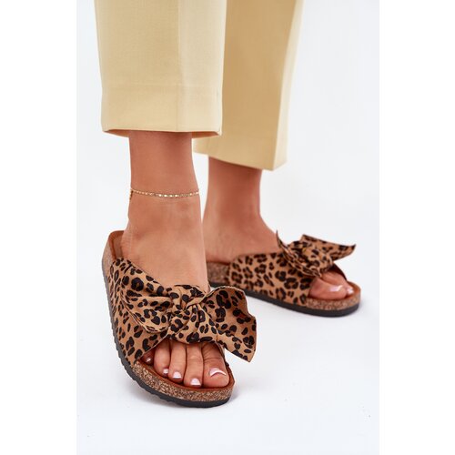 Boto Ladies Slippers With Clear On Cork Sole Leopard Brown Sercele Cene