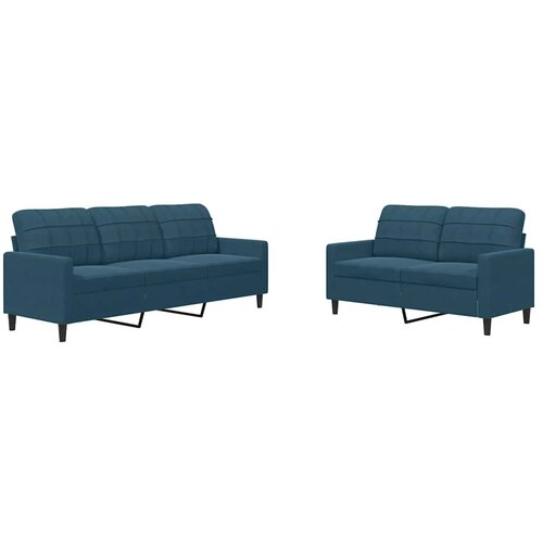  2-dijelni set sofa s jastucima plavi bar&amp;scaron;unasti Slike