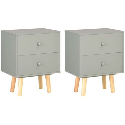 VidaXL Nočne omarice 2 kosa sive 40x30x50 cm trdna borovina Slike