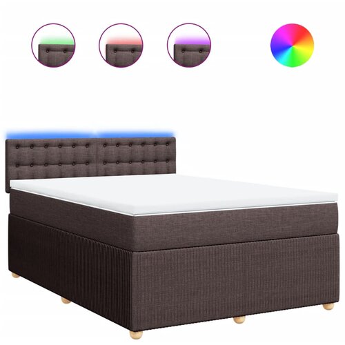 VidaXL Box spring postelja z vzmetnico temno rjava 140x200 cm blago, (21308760) Slike