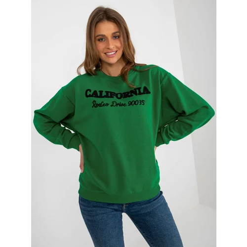 Fashion Hunters Dark green loose hoodie with inscriptions