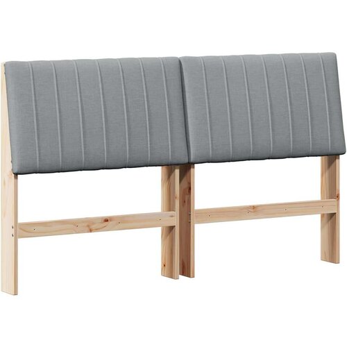 VidaXL tapecirani uzglavlje svijetlo siva 150 cm čvrsto borovo drvo Slike