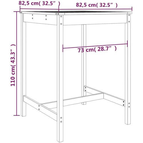vidaXL 5-dijelni vrtni barski set crni od masivne borovine Cijene