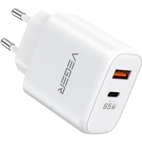 Veger 65W1A1C 2-portni polnilec, USB-A/USB-C, QC3.0/PD3.0, bel Cene