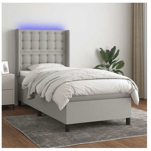  Box spring s madracem LED svjetlosivi 90x200 cm tkanina Cene