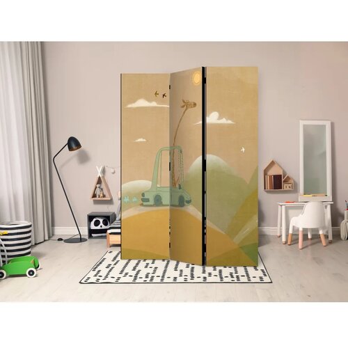  Paravan - Dreamy Traveler - Giraffe Driving a Car on a Beautiful Sunny Day 135x172 Dvostrani Slike