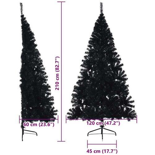 VidaXL Umjetno predsvijetljeno božićno drvce Crna 210 cm PVC Slike