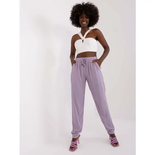 Fashion Hunters Light purple pants made of viscose fabric SUBLEVEL