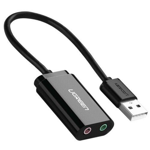 Ugreen USB-A To 3.5mm External Stereo Sound Adapter Black 15cm Slike
