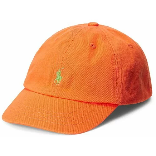 Polo Ralph Lauren Pamučna kapa sa šiltom za bebe boja: narančasta, glatka