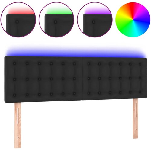 Maison Chic led posteljno vzglavje - vzglavna omarica - nočna omarica črno 144x5x78/88 cm umetno usnje, (21711269) Cene