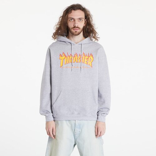 Thrasher Sweatshirt Flame Logo Hoody Melange Grey S Cene