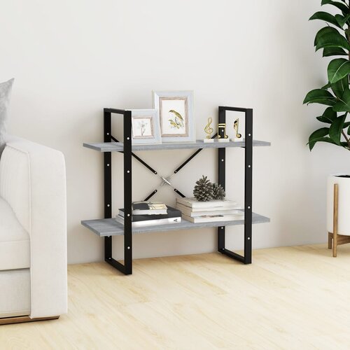 VidaXL Knjižna omara 2-nadstropna siva sonoma 80x30x70 cm konstr. les Slike