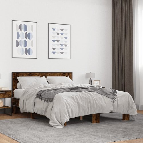 Furnova Posteljni okvir dimljeni hrast 135x190 cm inž. les in kovina, (21937602) Slike