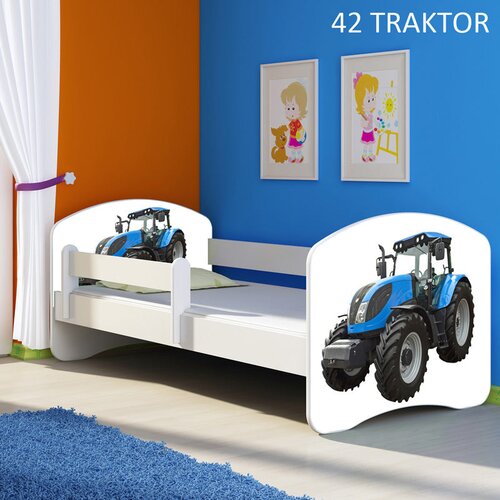  Dječji krevet ACMA s motivom, bočna bijela 140x70 cm 42 Traktor Cene