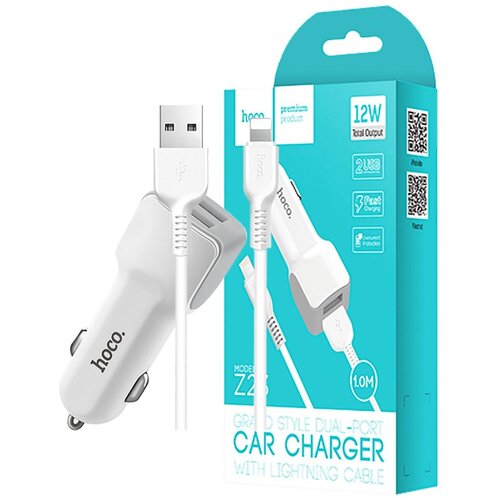 hoco. Auto punjač sa Lightning kabelom, 2 x USB, 5 V/2.4 A – Z23 Grand Style set, Lightning Cijene