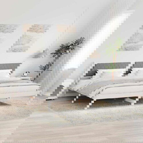 vidaXL Konstrukcija postelje z vzglavjem Svetlo siva 200 x 200 cm Cene