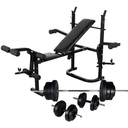  Klupa za dizanje utega sa stalkom i setom utega 60 5 kg Slike