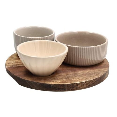  SET ZDJELICA 3/1 NA DRVENOM PODLO&amp;Scaron;KU 20CM TAPAS Slike