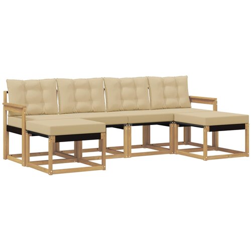 vidaXL Zunanja garnitura za sedenje z blazino 6 pcs Bela in bež, (5000282256) Cene
