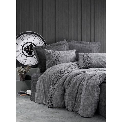  Sooty - grey grey ranforce double quilt cover set Cene