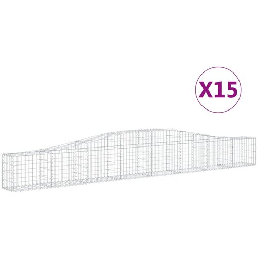 vidaXL Obokane gabion košare 15 kosi 400x30x40/60 cm pocinkano železo, (21000196) Cene