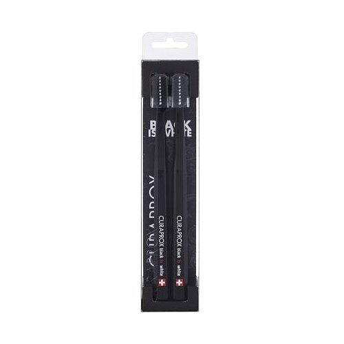 Curaprox black Is White četkica za zube s dvije vrste čekinja 2 kom nijansa Black &amp;amp; Black Slike